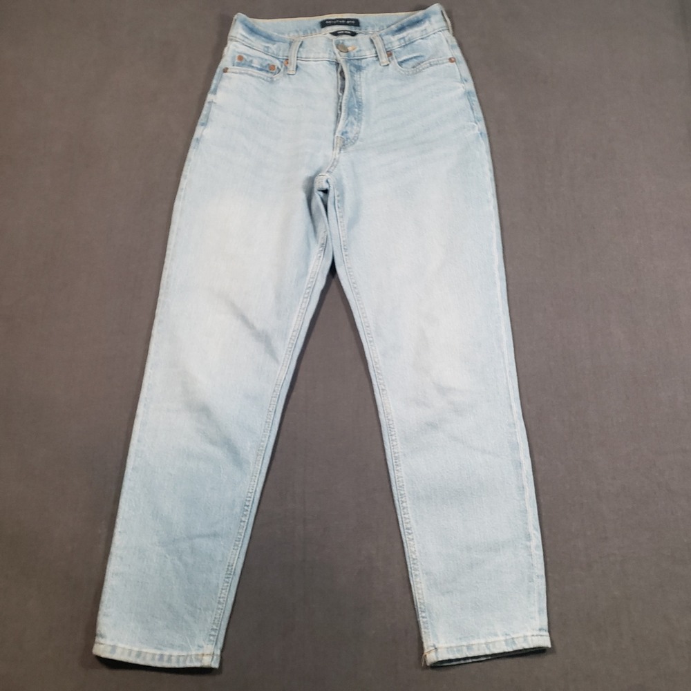 Aeropostale‎ Mom Jeans Womens 2 Reg Light Wash High Rise Button Fly Denim